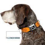 Dog Bone Black/Silver Seatbelt Buckle Collar - TRIGGERED Orange/Burgundy