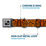 Dog Bone Black/Silver Seatbelt Buckle Collar - Tiger2 Orange/Black