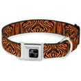 Load image into Gallery viewer, Dog Bone Black/Silver Seatbelt Buckle Collar - Tiger2 Orange/Black