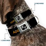 Dog Bone Seatbelt Buckle Collar - Buckle-Down Logo ADOPT, DON'T SHOP Black/Yellow