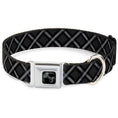 Load image into Gallery viewer, Dog Bone Black/Silver Seatbelt Buckle Collar - Buffalo Plaid X Charcoal/Black/Gray