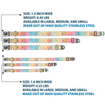 Dog Bone Black/Silver Seatbelt Buckle Collar - Bandana Paisley Ombre Pastel/Black