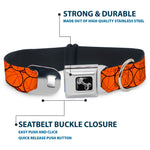 Dog Bone Black/Silver Seatbelt Buckle Collar - Basketballs Stacked