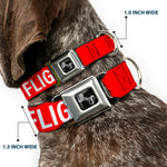 Dog Bone Black/Silver Seatbelt Buckle Collar - Buckle-Down REMOVE BEFORE FLIGHT Red/White