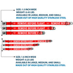 Dog Bone Black/Silver Seatbelt Buckle Collar - Buckle-Down REMOVE BEFORE FLIGHT Red/White