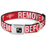 Dog Bone Black/Silver Seatbelt Buckle Collar - Buckle-Down REMOVE BEFORE FLIGHT Red/White