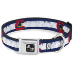 Dog Bone Seatbelt Buckle Collar - Colorado Flag/Snowboarder Weathered