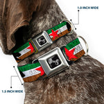 Dog Bone Seatbelt Buckle Collar - Cali Bear Silhouette & Star/CALIFORNIA REPUBLIC Green/White/Brown/Black/Red