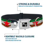 Dog Bone Seatbelt Buckle Collar - Cali Bear Silhouette & Star/CALIFORNIA REPUBLIC Green/White/Brown/Black/Red