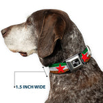 Dog Bone Seatbelt Buckle Collar - Cali Bear Silhouette & Star/CALIFORNIA REPUBLIC Green/White/Brown/Black/Red
