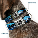 Dog Bone Seatbelt Buckle Collar - CALIFORNIA REPUBLIC/Bear/Stars Silhouette Black/Scenic Mountains