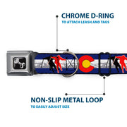 Dog Bone Seatbelt Buckle Collar - Colorado Skier1 Red/Mountains