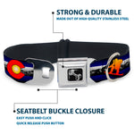 Dog Bone Seatbelt Buckle Collar - Colorado Snowboarder3 Orange/Mountians