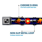 Dog Bone Seatbelt Buckle Collar - Colorado Snowboarder3 Orange/Mountians