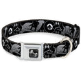 Load image into Gallery viewer, Dog Bone Seatbelt Buckle Collar - Colorado Skier/Snowboarder Black/White/Grays