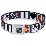 Dog Bone Seatbelt Buckle Collar - I HEART COLORADO SKIING Logos/Mountain