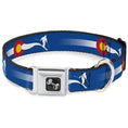 Load image into Gallery viewer, Dog Bone Seatbelt Buckle Collar - Colorado Skier2 Blue/White/Red/Yellow
