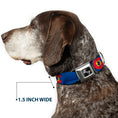 Load image into Gallery viewer, Dog Bone Seatbelt Buckle Collar - Colorado Skier3 Blues/Red/Yellow