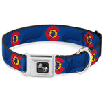 Dog Bone Seatbelt Buckle Collar - Colorado Skier3 Blues/Red/Yellow