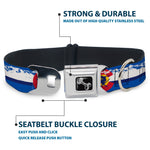 Dog Bone Seatbelt Buckle Collar - Colorado Skier4/Mountains Blues/White/Red/Yellow