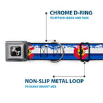 Dog Bone Seatbelt Buckle Collar - Colorado Skier4/Mountains Blues/White/Red/Yellow