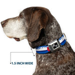 Dog Bone Seatbelt Buckle Collar - Colorado Skier4/Mountains Blues/White/Red/Yellow
