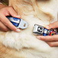 Load image into Gallery viewer, Dog Bone Seatbelt Buckle Collar - Colorado Skier4/Mountains Blues/White/Red/Yellow