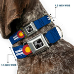 Dog Bone Seatbelt Buckle Collar - Colorado Logo/Skis Blue/White/Red/Yellow