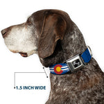 Dog Bone Seatbelt Buckle Collar - Colorado Logo/Skis Blue/White/Red/Yellow