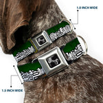 Dog Bone Seatbelt Buckle Collar - Colorado Mountains Green/White/Black Text