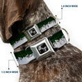 Load image into Gallery viewer, Dog Bone Seatbelt Buckle Collar - Colorado Mountains Green/Black Text/Grays