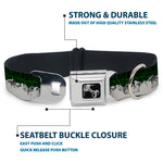 Dog Bone Seatbelt Buckle Collar - Colorado Mountains Green/Black Text/Grays