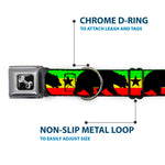 Dog Bone Seatbelt Buckle Collar - Cali Bear/Star Silhouette Rasta/Black