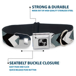 Dog Bone Seatbelt Buckle Collar - Chevron White/Gray/Black