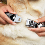 Dog Bone Seatbelt Buckle Collar - Chevron White/Gray/Black