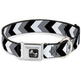 Load image into Gallery viewer, Dog Bone Seatbelt Buckle Collar - Chevron White/Gray/Black