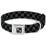 Dog Bone Seatbelt Buckle Collar - Checker Weathered2 Black/Gray