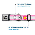 Dog Bone Seatbelt Buckle Collar - Colorado Flags5 Repeat Light Pink/White/Pink/Yellow