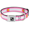 Load image into Gallery viewer, Dog Bone Seatbelt Buckle Collar - Colorado Flags5 Repeat Light Pink/White/Pink/Yellow