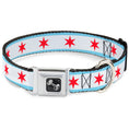 Load image into Gallery viewer, Dog Bone Seatbelt Buckle Collar - Chicago Flag