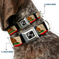 Load image into Gallery viewer, Dog Bone Seatbelt Buckle Collar - California Flag Distressed Painting Blocks