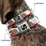 Dog Bone Seatbelt Buckle Collar - California Flag White w/Stripe