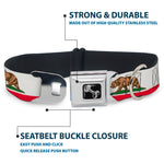 Dog Bone Seatbelt Buckle Collar - California Flag White w/Stripe