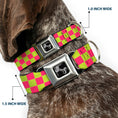 Load image into Gallery viewer, Dog Bone Seatbelt Buckle Collar - Checker Fluoresecent Pink/Yellow