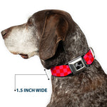 Dog Bone Seatbelt Buckle Collar - Checker Fluoresecent Orange/Pink