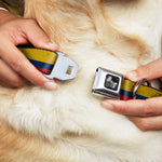 Dog Bone Seatbelt Buckle Collar - Colombia Flag Distressed