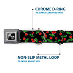 Dog Bone Seatbelt Buckle Collar - Cherries Scattered Black