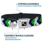 Dog Bone Seatbelt Buckle Collar - Chevron White/Bright Green/Navy