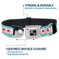 Load image into Gallery viewer, Dog Bone Seatbelt Buckle Collar - Chicago Flags/Black