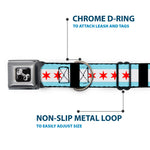 Dog Bone Seatbelt Buckle Collar - Chicago Flags/Black